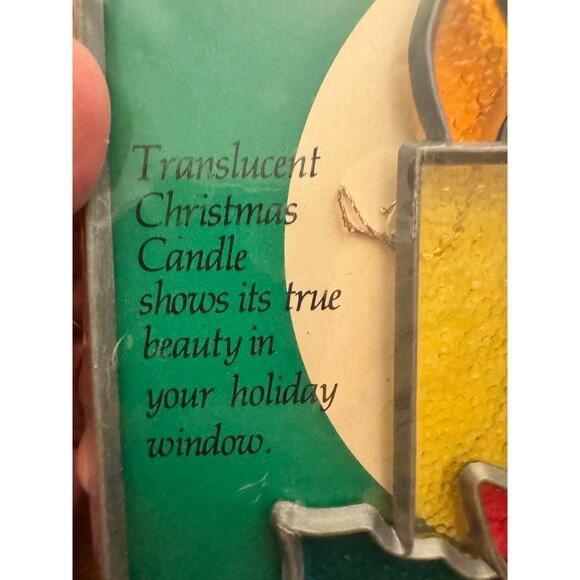 Vntg 1974 Crystalline Christmas Candle See-Through Window Decoration Suncatcher - Picture 3 of 9